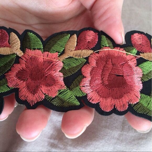 Floral Embroidered Choker Necklace | Boho Statement Collar - Picture 3 of 8